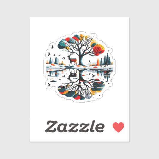 雪威厳のあるの多い冬の森に立つ シール (シート)