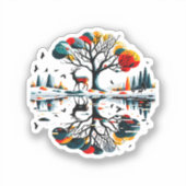 雪威厳のあるの多い冬の森に立つ シール (正面)