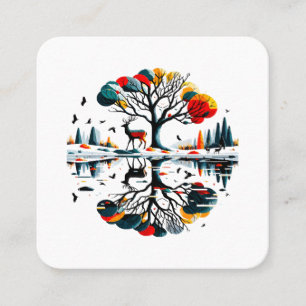 雪威厳のあるの多い冬の森に立つ スクエア名刺