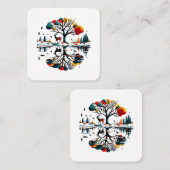 雪威厳のあるの多い冬の森に立つ スクエア名刺 (正面/裏面)