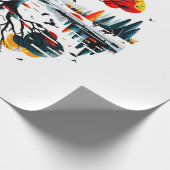 雪威厳のあるの多い冬の森に立つ ラッピングペーパー (角)