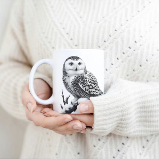 雪威厳のあるふくろう コーヒーマグカップ