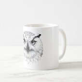 雪威厳のあるふくろうTシャツ – Realistic Art コーヒーマグカップ (正面右)