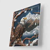雪威厳のある山に囲まれたワシ スクエア壁時計 (傾斜)