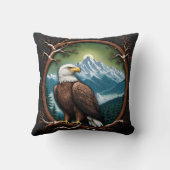 雪威厳のある山を見下ろすワシ クッション (裏面)