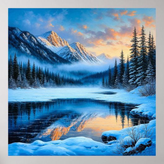 雪威厳のある山 ポスター (正面)