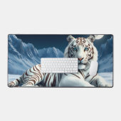 雪威厳のある机マットの白い虎 デスクマット (キーボード&マウス)