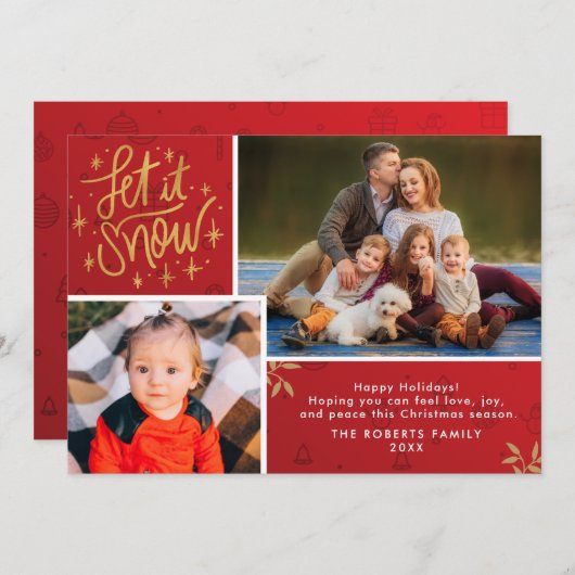 雪家族のクリスマスカードにしましょう シーズンカード (正面/裏面)