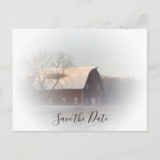 雪屋の冬の国の結婚式の日付を保存 案内ポストカード (正面)