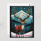 雪山かわいいサンタベビーディアクリスマス ポストカード (正面/裏面)