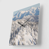 雪山と木々の風光明媚な景色。 スクエア壁時計 (傾斜)