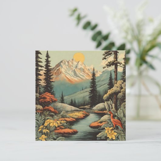 雪山と森林河川の風景 カード (スタンド正面)