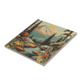 雪山と森林河川の風景 タイル (側面)