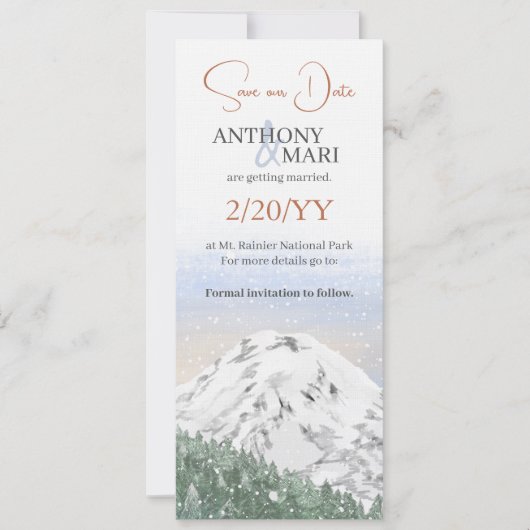 雪山と降雪と森 招待状 (正面)