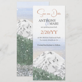 雪山と降雪と森 招待状