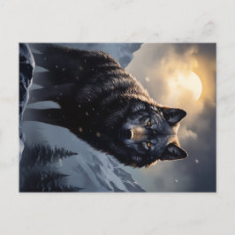 雪山に棲むブラックウルフ ポストカード