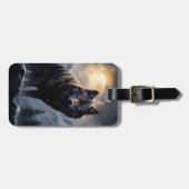 雪山に棲むブラックウルフ ラゲッジタグ (正面横)