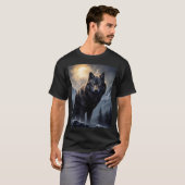 雪山に棲むブラックウルフ Tシャツ (正面フル)