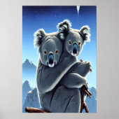 雪山のコアラと子供 | AI Art ポスター (正面)