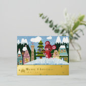 雪山のネズミのホリデー ポストカードC 箔シーズンポストカード (立ち正面)