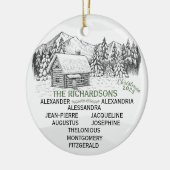 雪山の冬のログキャビンX10 セラミックオーナメント (左)