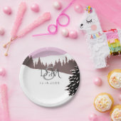 雪山の冬の結婚式 ペーパープレート (パーティー)