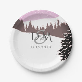 雪山の冬の結婚式 ペーパープレート