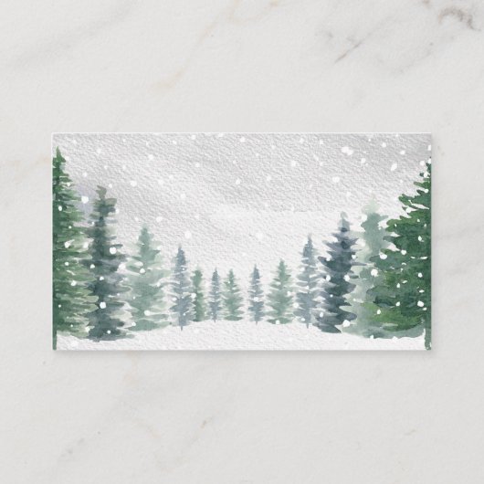 雪山の冬の赤ちゃんシャワー予約リクエスト エンクロージャーカード (裏面)