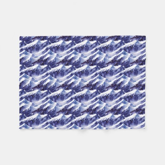 雪山の冬 フリースブランケット (正面(横))