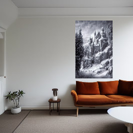 雪山の城 | AIアートポスター ポスター