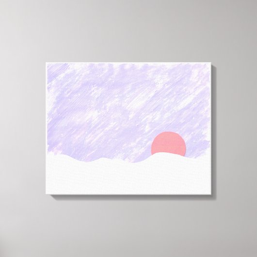 雪山の奥に沈む太陽 キャンバスプリント (正面)