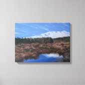 雪山の峰、凍った池に映る キャンバスプリント (正面)