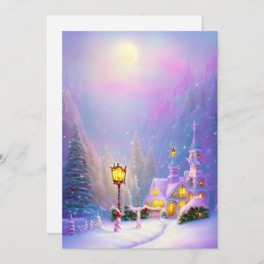 雪山の教会の予算はクリスマスに合わせて シーズンカード (正面/裏面)