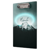 雪山の神秘的な青いネオンライトモノグラム クリップボード (左)