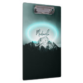 雪山の神秘的な青いネオンライトモノグラム クリップボード (右)