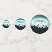 雪山の神秘的な青いネオンライトモノグラム コンフェッティ (裏面)