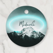 雪山の神秘的な青いネオンライトモノグラム フェイバータグ (裏面)