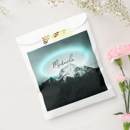 雪山の神秘的な青いネオンライトモノグラム フェイバーバッグ