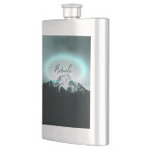 雪山の神秘的な青いネオンライトモノグラム フラスク (左)