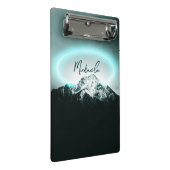 雪山の神秘的な青いネオンライトモノグラム ミニクリップボード (アングル)