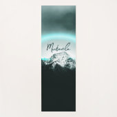 雪山の神秘的な青いネオンライトモノグラム ヨガマット (正面)