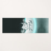 雪山の神秘的な青いネオンライトモノグラム ヨガマット (正面(横))