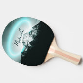 雪山の神秘的な青いネオンライトモノグラム 卓球ラケット (横)