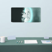 雪山の神秘的な青いネオンライトモノグラム 横断幕 (トレードショー)