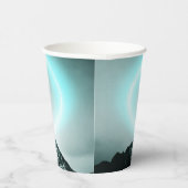 雪山の神秘的な青いネオンライトモノグラム 紙コップ (右)