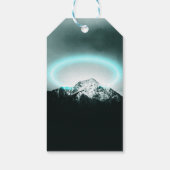 雪山の神秘的な青いネオンライト ギフトタグ (裏面)