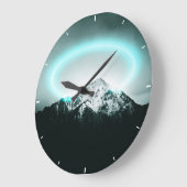 雪山の神秘的な青いネオンライト ラージ壁時計 (傾斜)