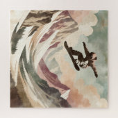 雪山を楽しむスノーボーダー ジグソーパズル (横)