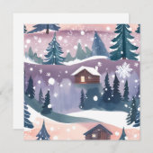 雪山キャビン水彩画 シーズンカード (正面/裏面)