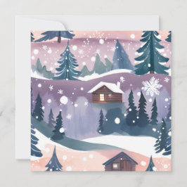 雪山キャビン水彩画 シーズンカード